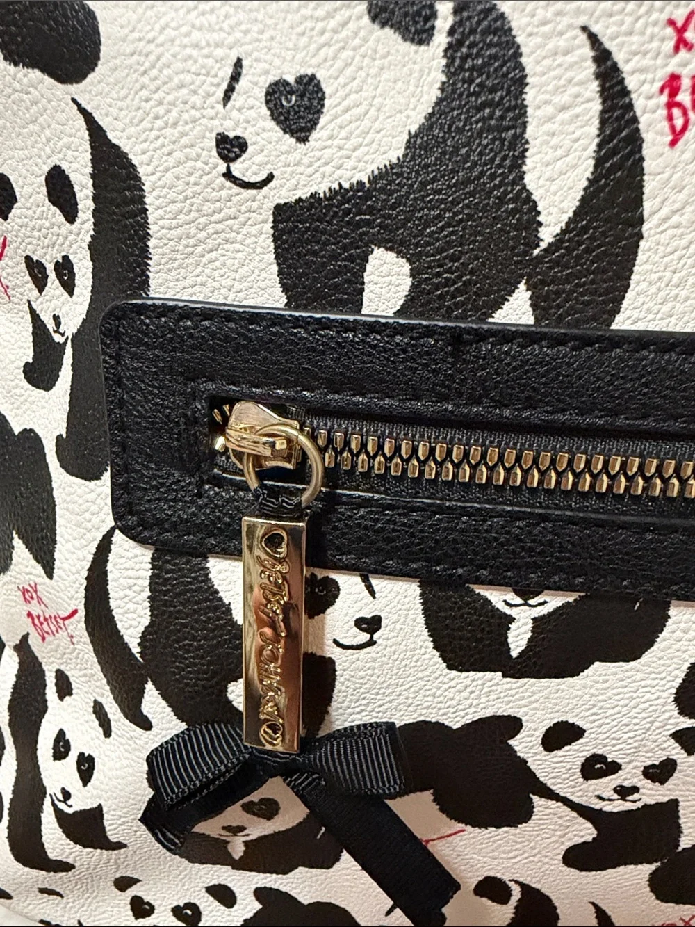 Betsey Johnson Oversized Panda Floral Backpack what is what floral lining